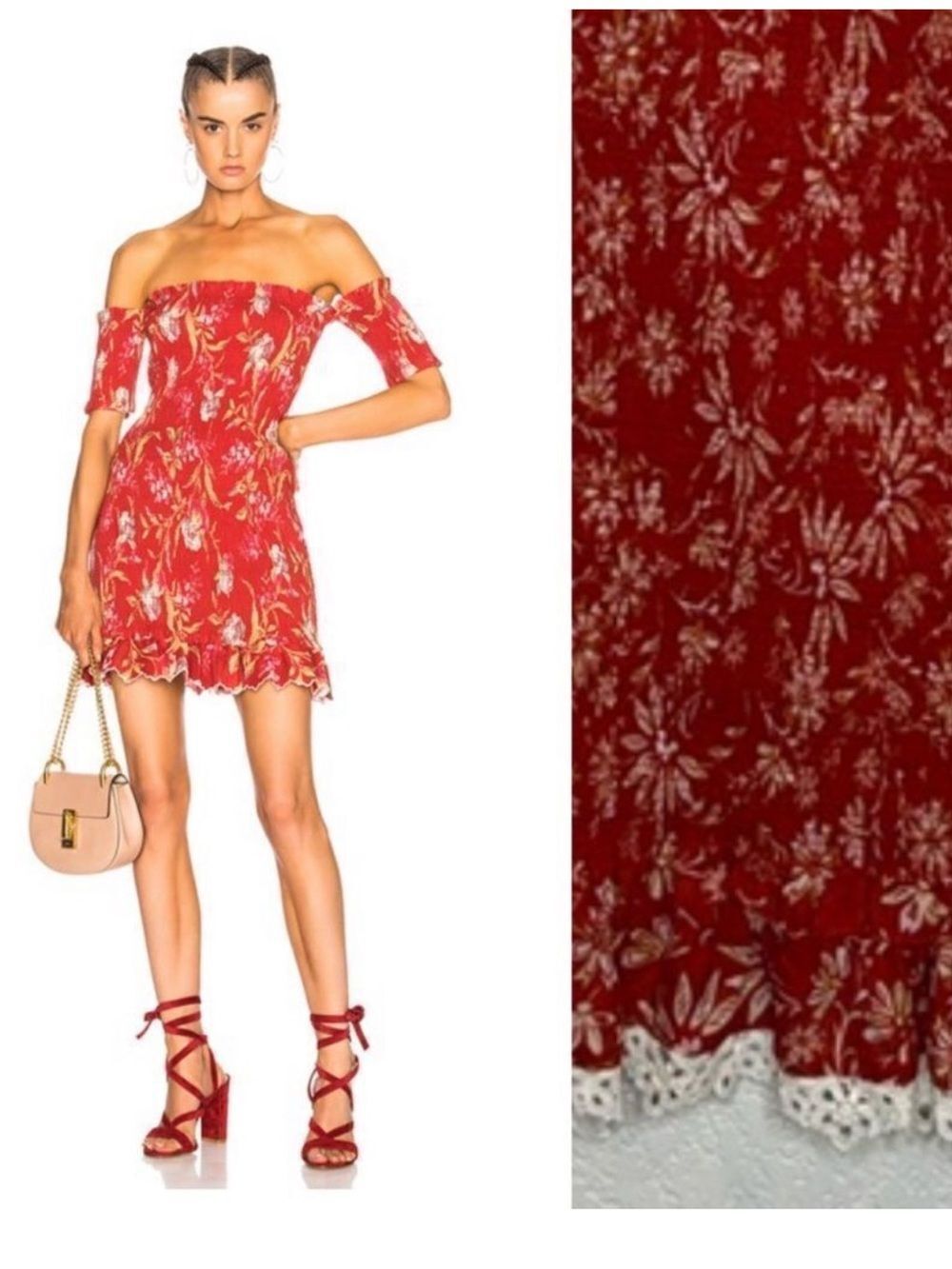 NWT NIGHTCAP CLOTHING Smocked Flutter Dress Red Floral Size 1/ Small Revolve